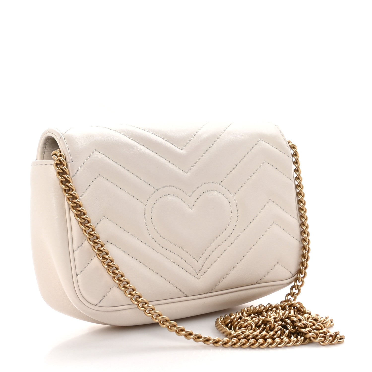 Gucci Calfskin Matelasse Super Mini GG Marmont Shoulder Bag White 3 of 10