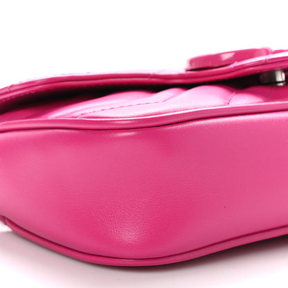 Gucci Calfskin Matelasse Monochrome GG Marmont Chain Belt Bag Classic Fuxia 9 of 10