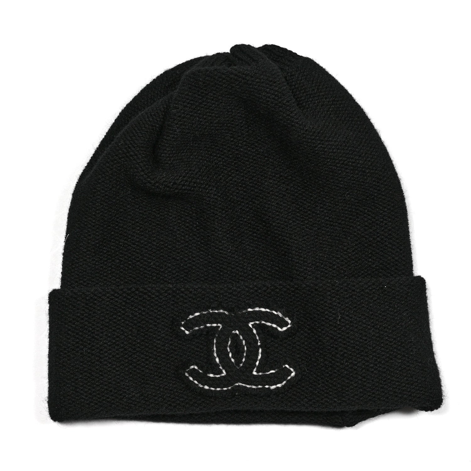 Chanel Cashmere CC Beanie Hat Black 1 of 4