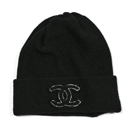 Chanel Cashmere CC Beanie Hat Black 1 of 4