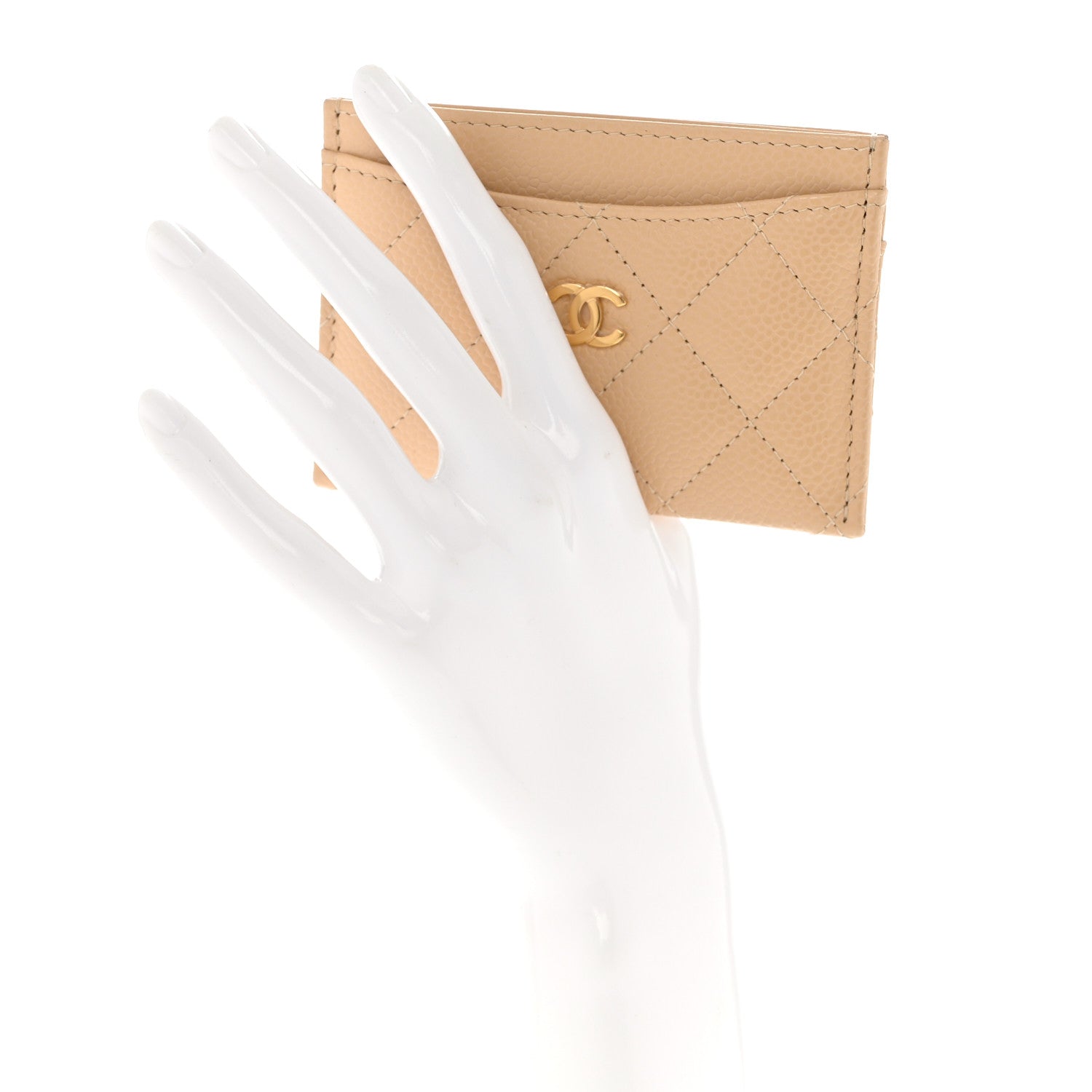 Chanel Caviar Quilted Card Holder Beige 2 of 9