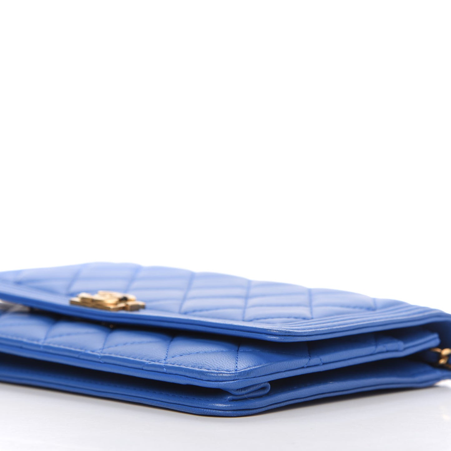 Lambskin Quilted Boy Wallet On Chain WOC Blue