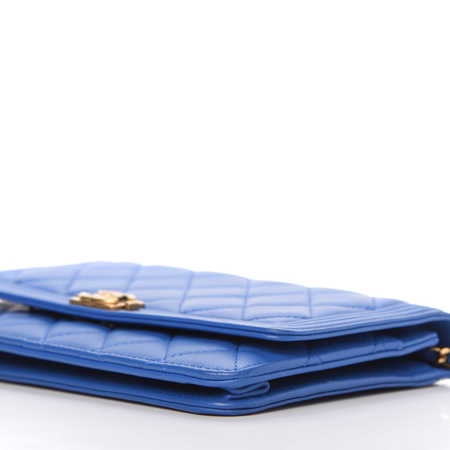 Chanel Lambskin Quilted Boy Wallet On Chain WOC Blue 7 of 12