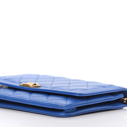 Chanel Lambskin Quilted Boy Wallet On Chain WOC Blue 7 of 12