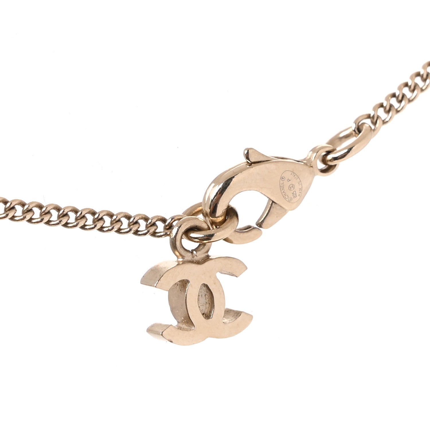 Chanel Baguette Crystal Quilted CC Pendant Necklace Gold 4 of 5