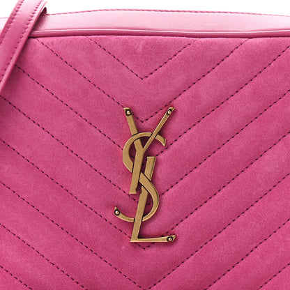 Saint Laurent Suede Matelasse Monogram Lou Camera Bag Rose 8 of 11