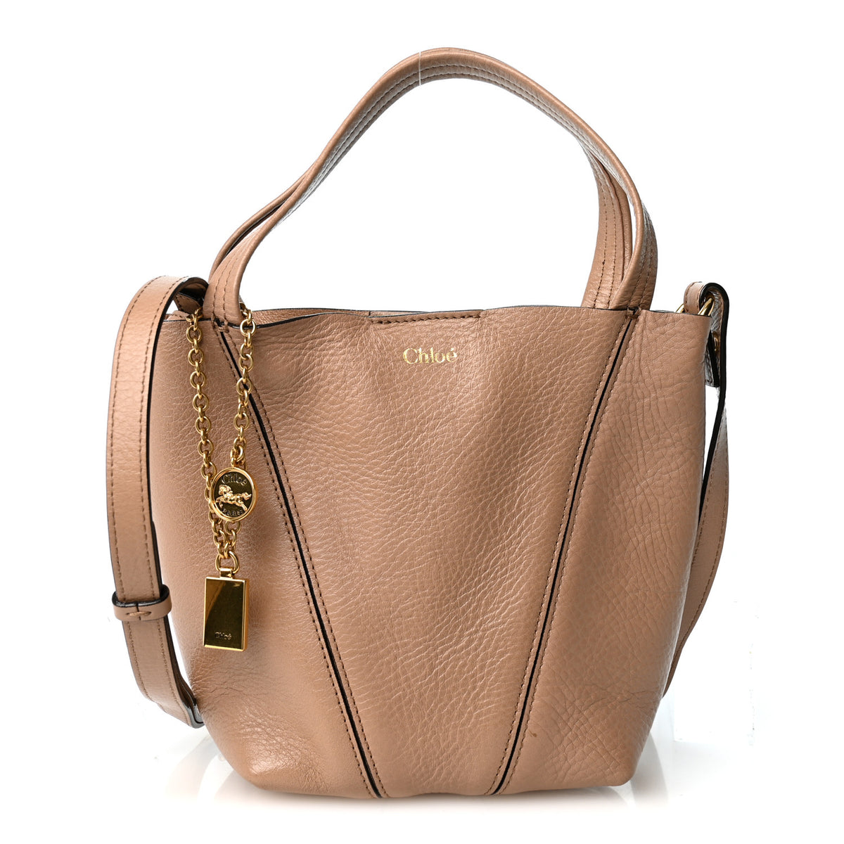 Grained Calfskin Small Spin Tote Woodrose