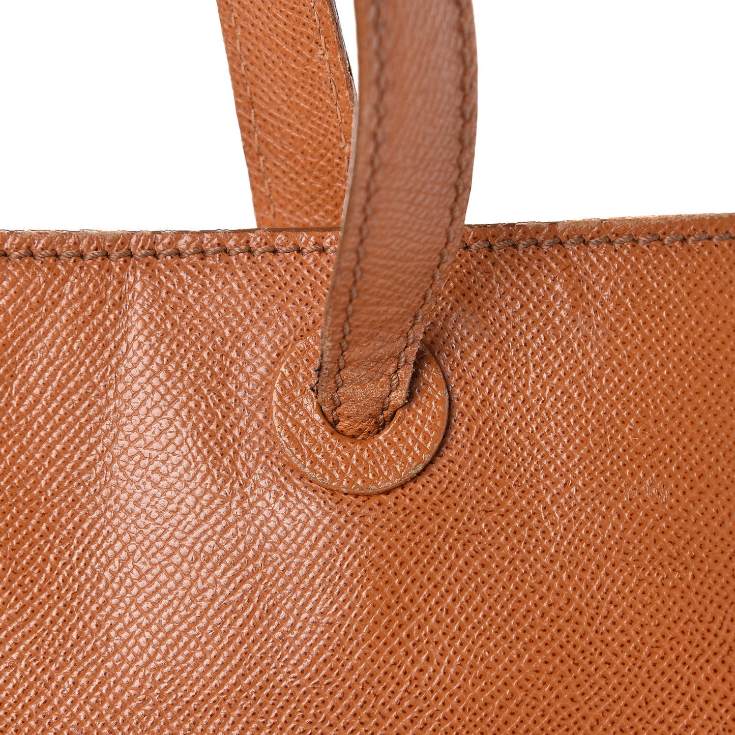 Grained Calfskin Logo Tote Brown