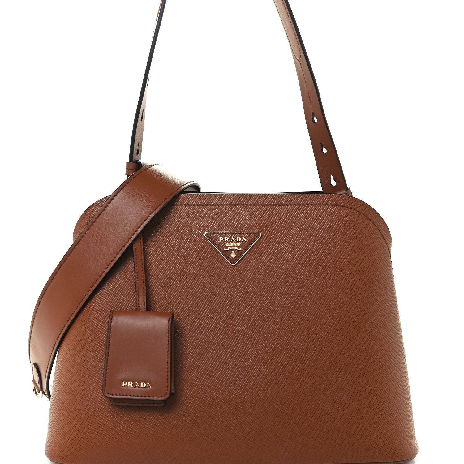 Prada Saffiano Cuir Calfskin Matinee Tote Cognac Black 8 of 11