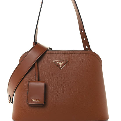 Prada Saffiano Cuir Calfskin Matinee Tote Cognac Black 8 of 11