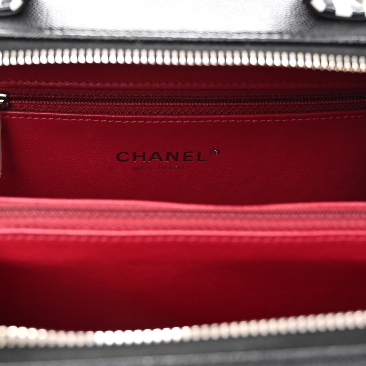 Chanel Caviar Quilted Striped Medium CC Filigree Vanity Case Black White 6 of 10