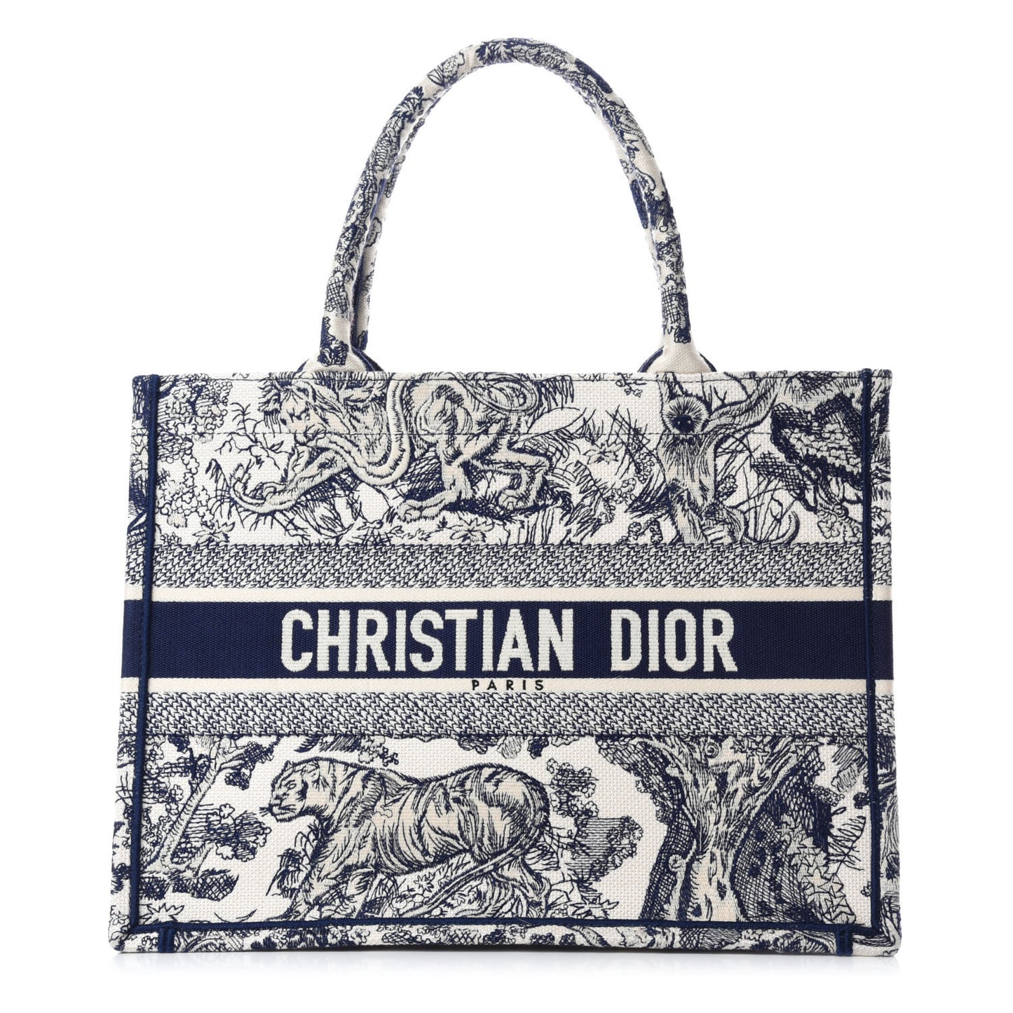 Canvas Embroidered Medium Dioriviera Toile De Jouy Book Tote Blue