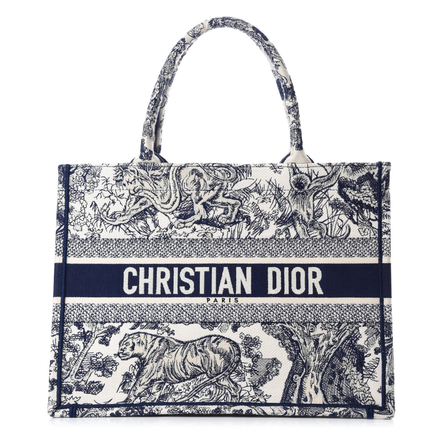 Christian Dior Canvas Embroidered Medium Dioriviera Toile De Jouy Book Tote Blue 1 of 10