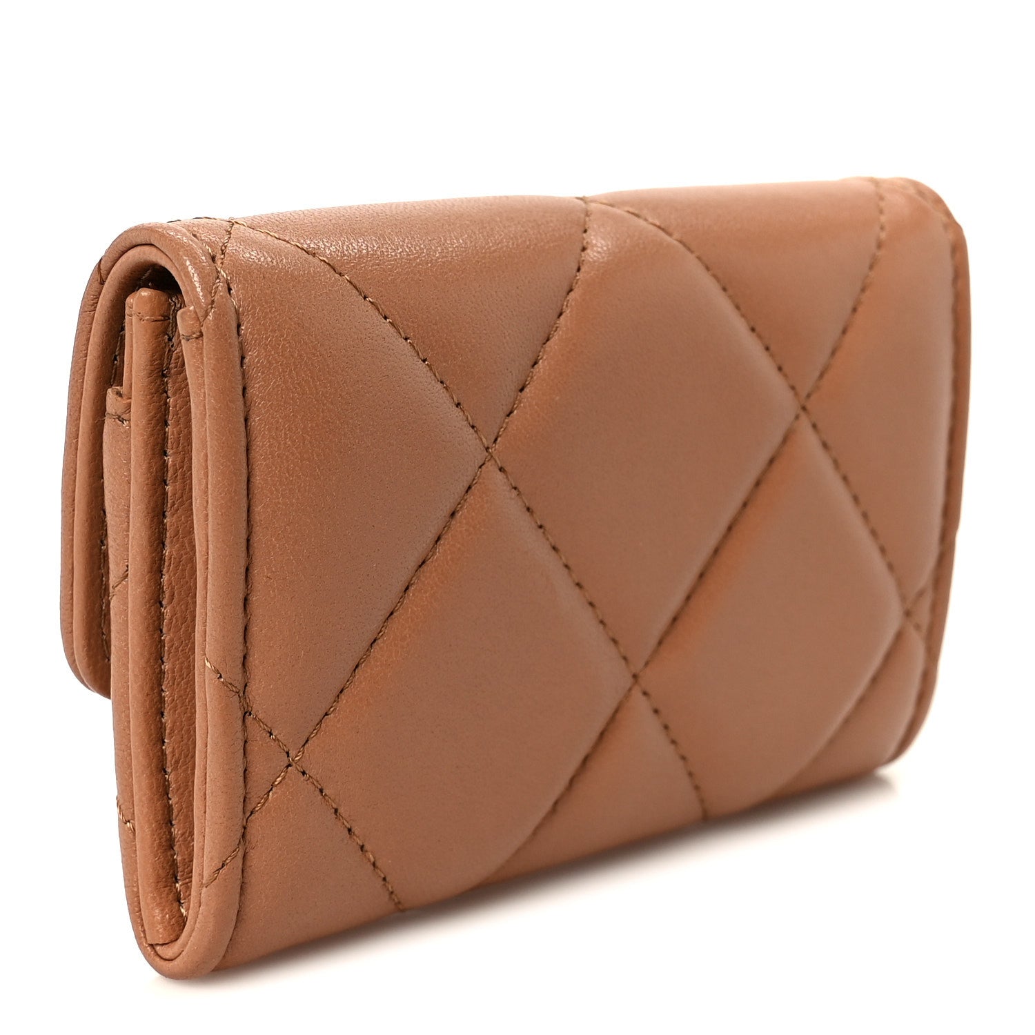 Chanel Lambskin Quilted Chanel 19 Flap Card Holder Brown 1884427