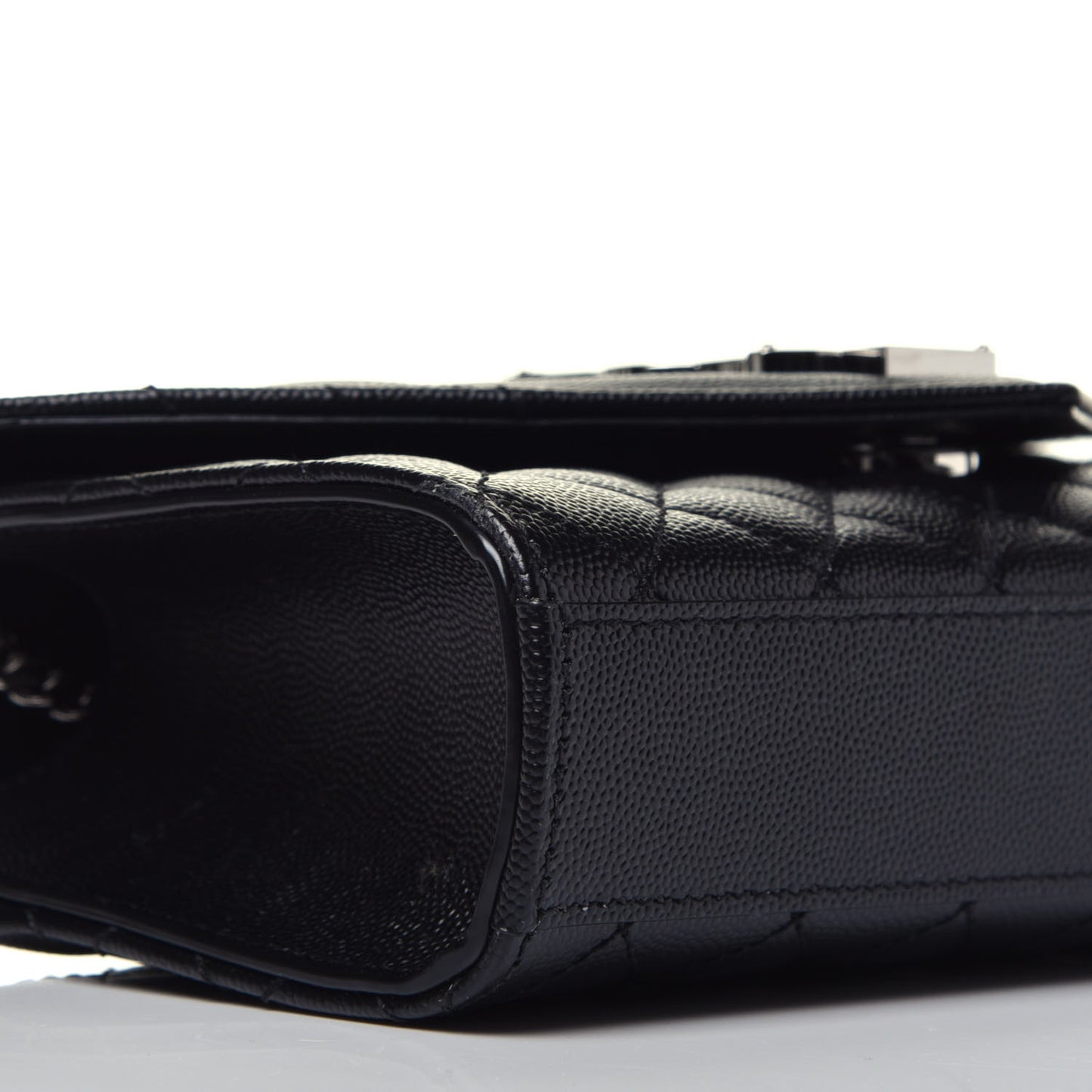 Grain De Poudre Textured Mixed Matelasse Triquilt Small Monogram Satchel Black