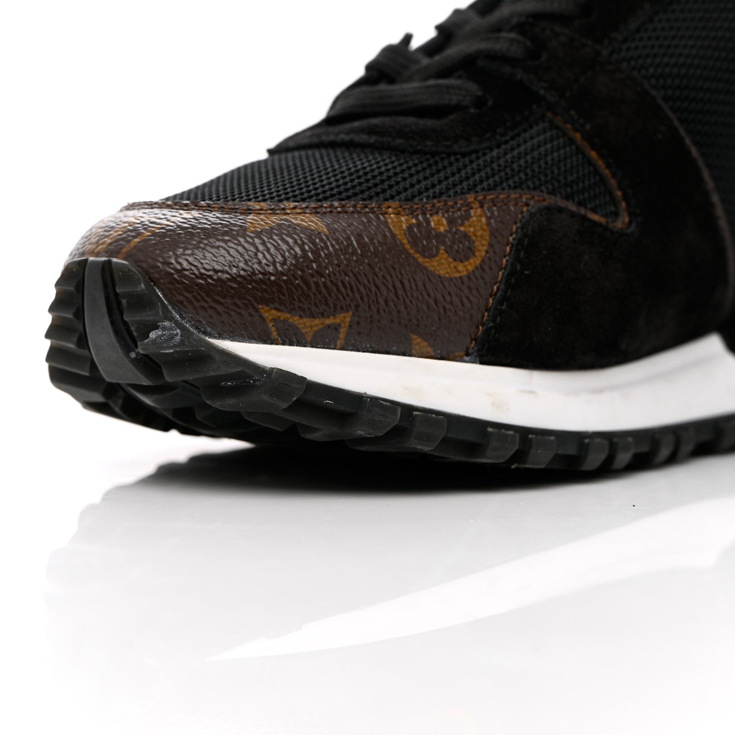 Suede Monogram Run Away Sneakers 38.5 Black