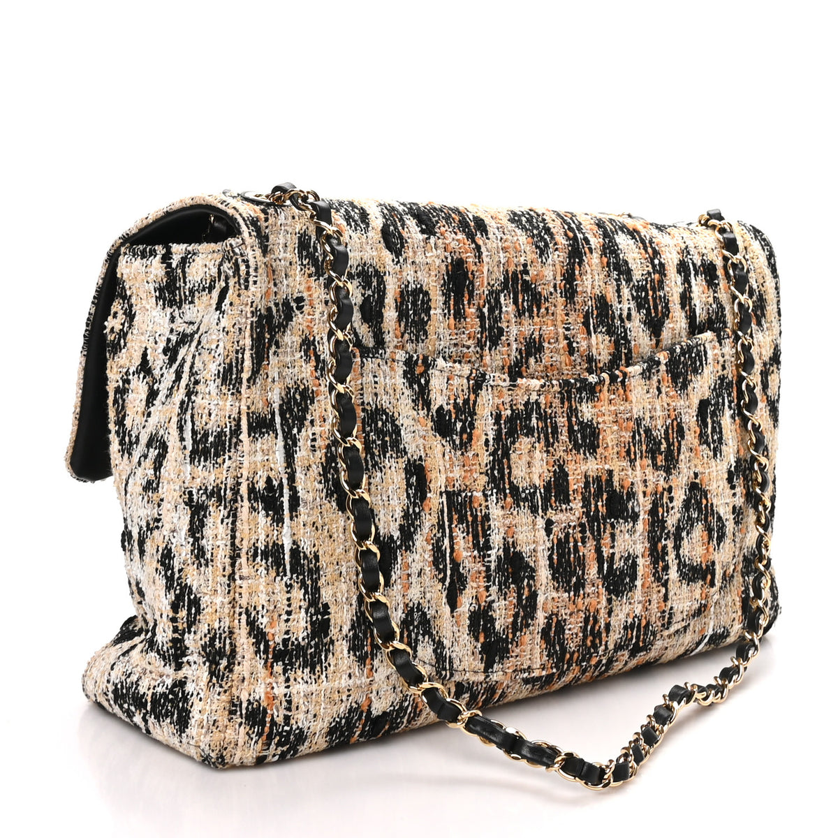 Chanel Tweed Mixed Fibers Leopard Print Souplissimo Maxi Flap Brown Black White 5 of 21