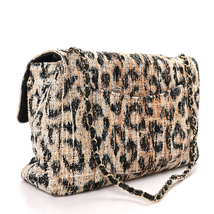 Chanel Tweed Mixed Fibers Leopard Print Souplissimo Maxi Flap Brown Black White 5 of 21