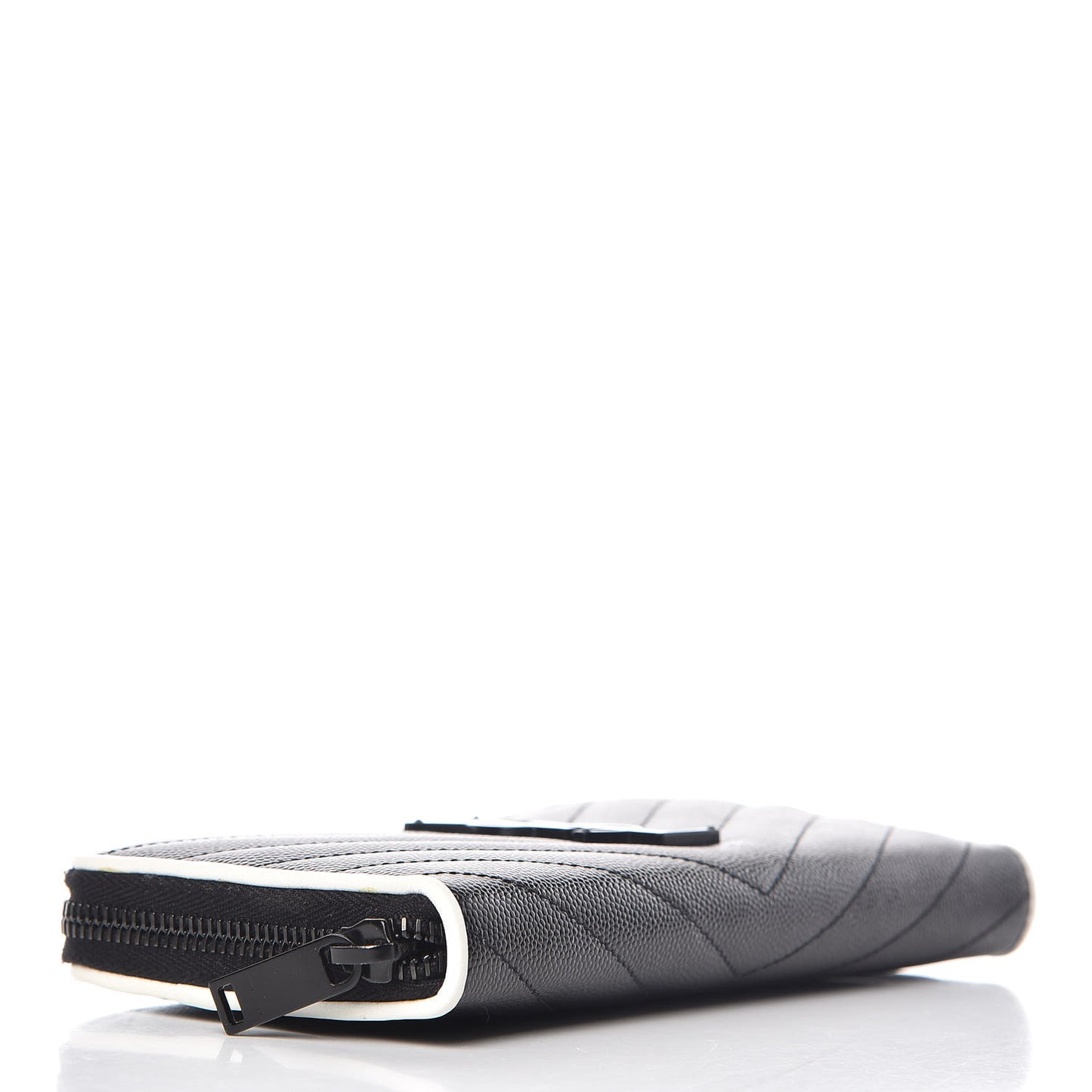 Grain De Poudre Matelasse Chevron Monogram Zip Around Wallet Black Dove White