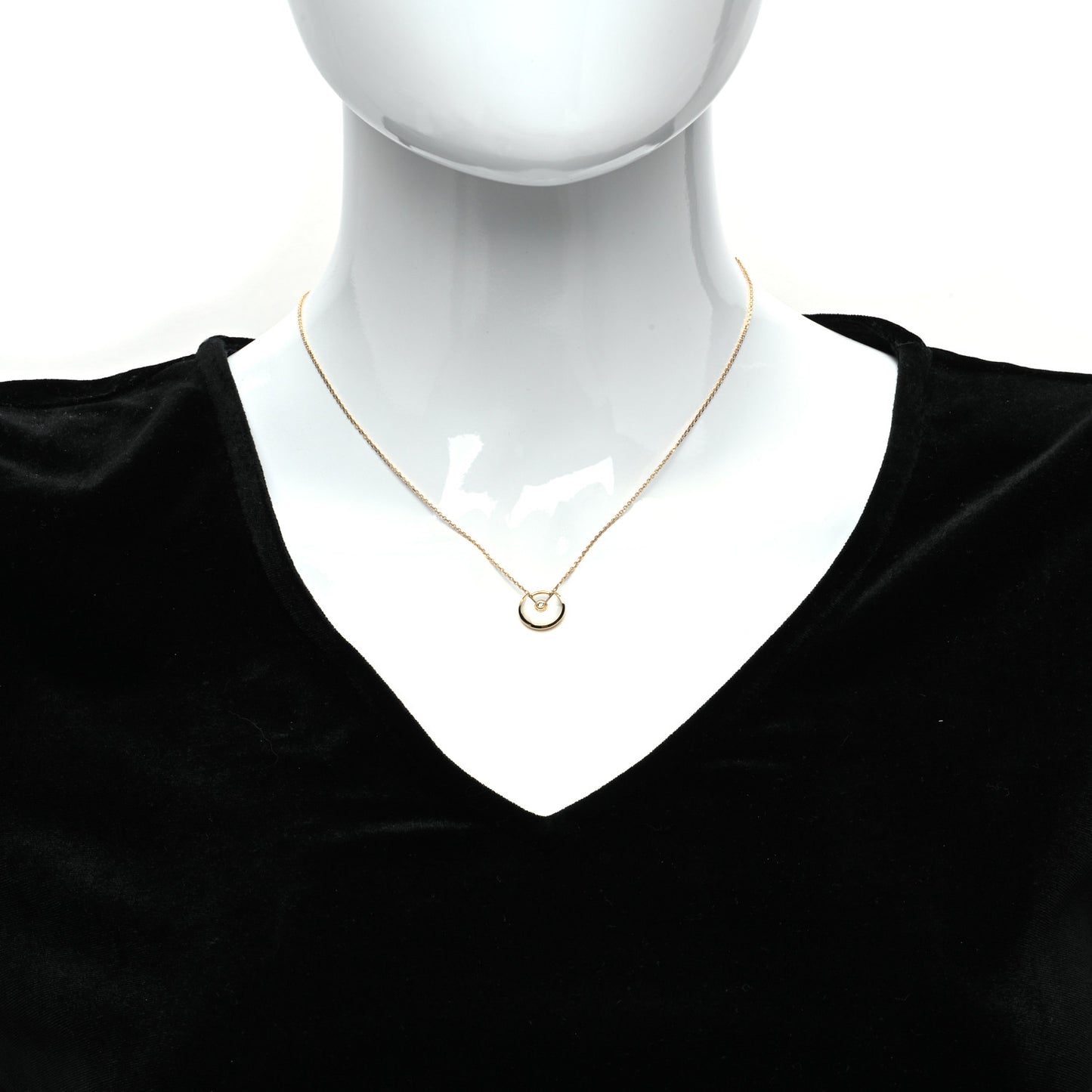 18K Yellow Gold Diamond Mother of Pearl XS Amulette de Cartier Pendant Necklace