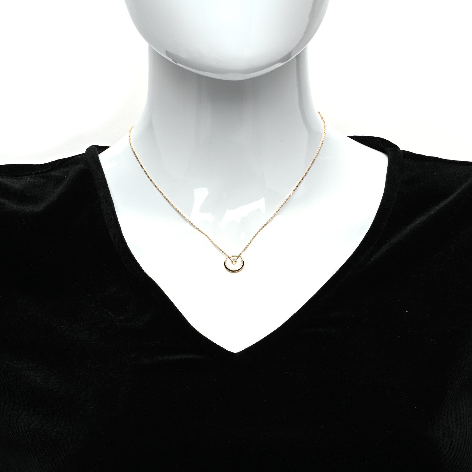 Cartier 18K Yellow Gold Diamond Mother of Pearl XS Amulette de Cartier Pendant Necklace 2 of 8