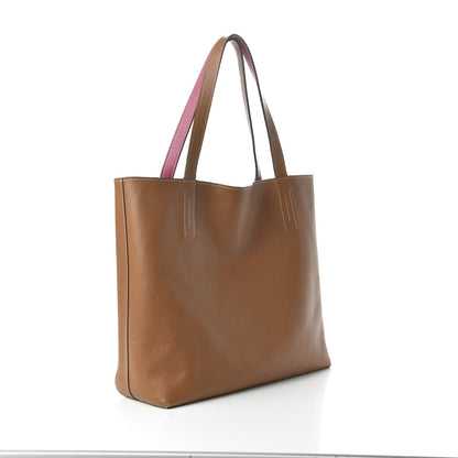 Hermes Taurillon Clemence Double Sens 45 Reversible Tote Marron D'Inde Tosca 3 of 18