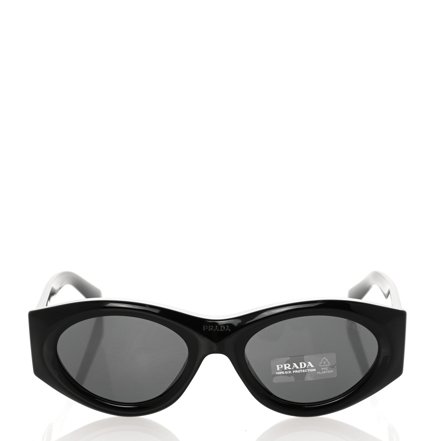 Prada Acetate Oval Symbole Sunglasses SPR 20Z Black 2 of 8