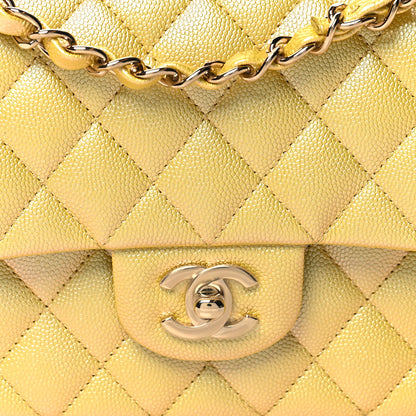 Chanel Iridescent Caviar Quilted Medium Double Flap Yellow 8 of 12