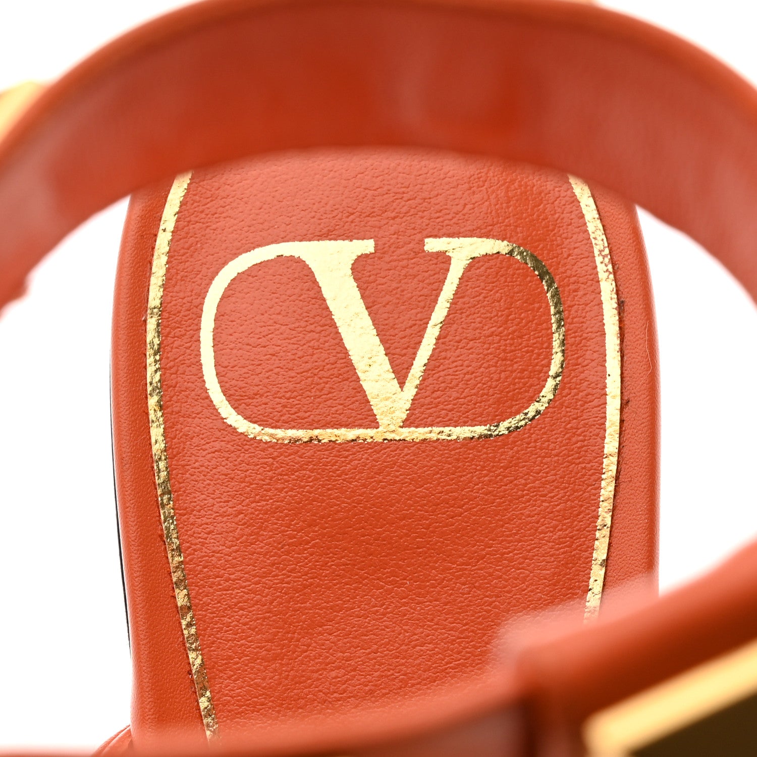 Valentino Garavani Calfskin Roman Stud Ankle Strap Flat Mules 38 Orange Zest 6 of 8