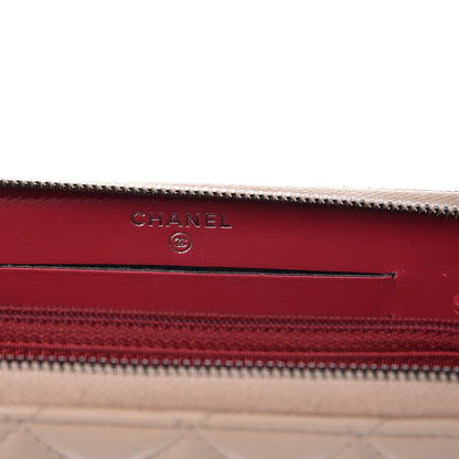 Chanel Aged Calfskin Quilted Small Gabrielle Zip Around Wallet Beige Black 6 of 10