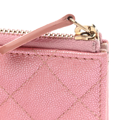 Chanel Iridescent Caviar Quilted Zipped Key Holder Case Rose Pink 8 of 10