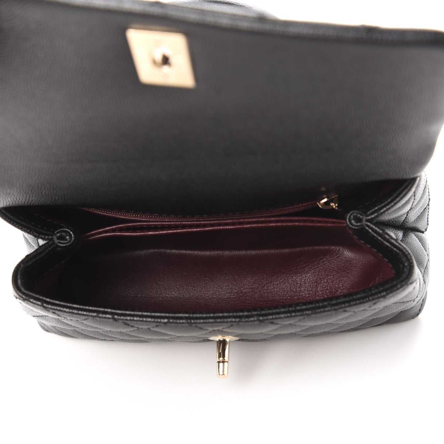 Caviar Quilted Mini Coco Handle Flap Black