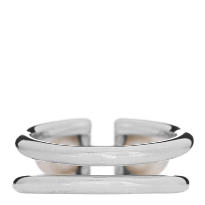 Tiffany Sterling Silver Pearl HardWear Double Pearl Ring 49 5 3 of 4