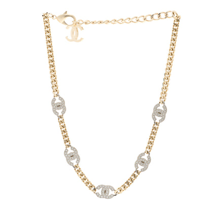 Chanel Crystal Chain CC Link Choker Gold Silver 3 of 6