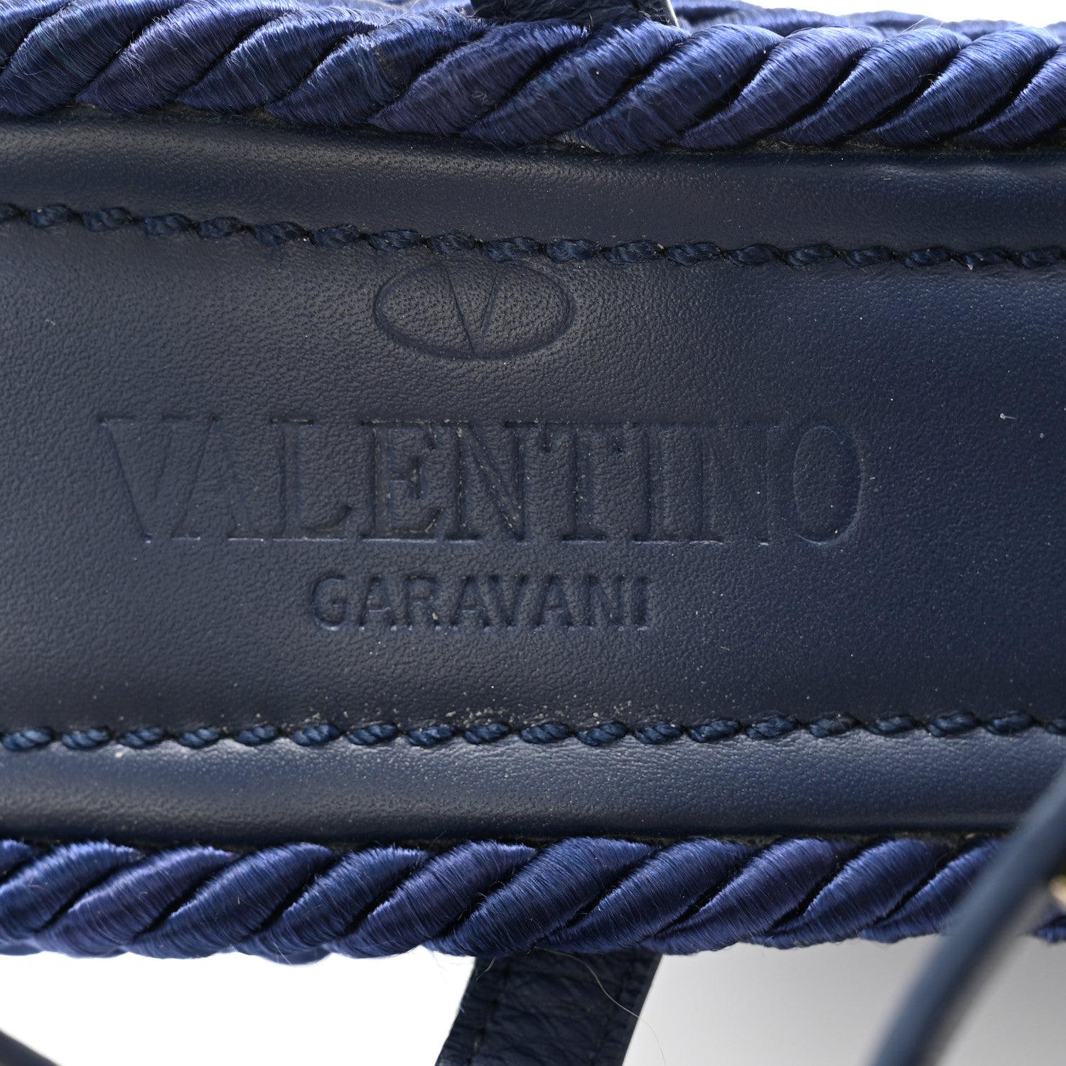 Valentino Garavani Calfskin Rockstud Torchon Espadrille 25/115mm Wedge Sandals 39 Pure Blue 6 of 12