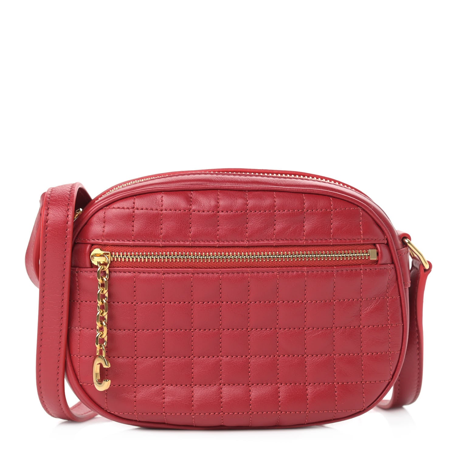 Celine Calfskin Quilted Small C Charm Bag Red 1 of 10