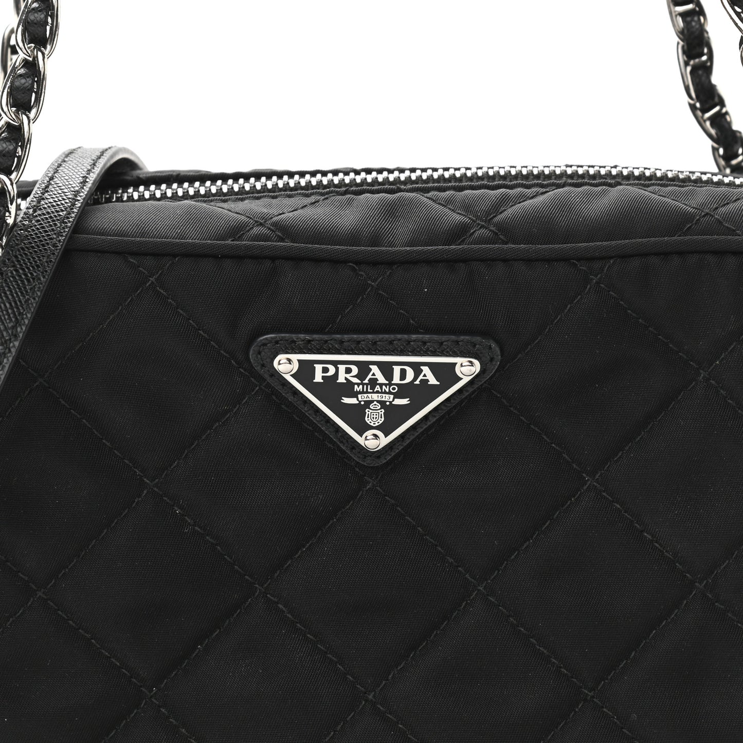 Nylon Tessuto Impuntu Quilted Crossbody Bag Black