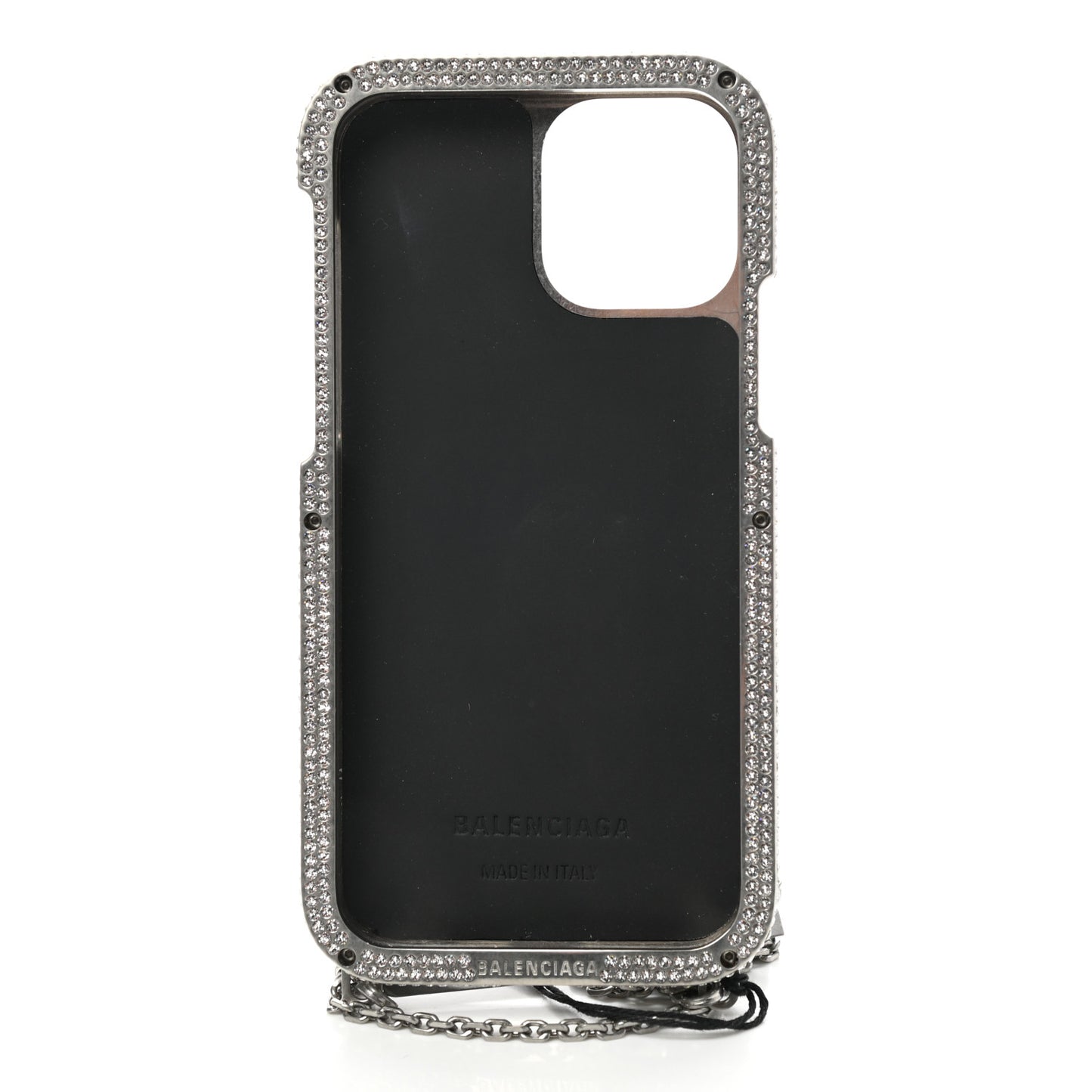 Brass Rhinestone Encrusted Glam Phone Case Silver