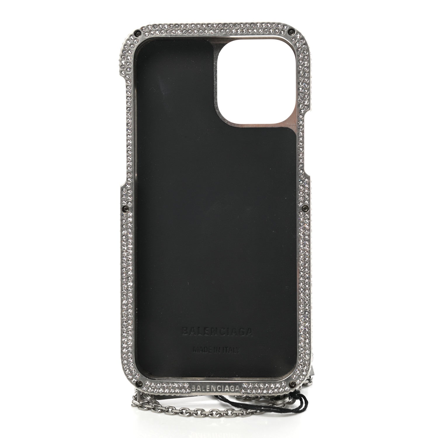 Balenciaga Brass Rhinestone Encrusted Glam Phone Case Silver 5 of 6