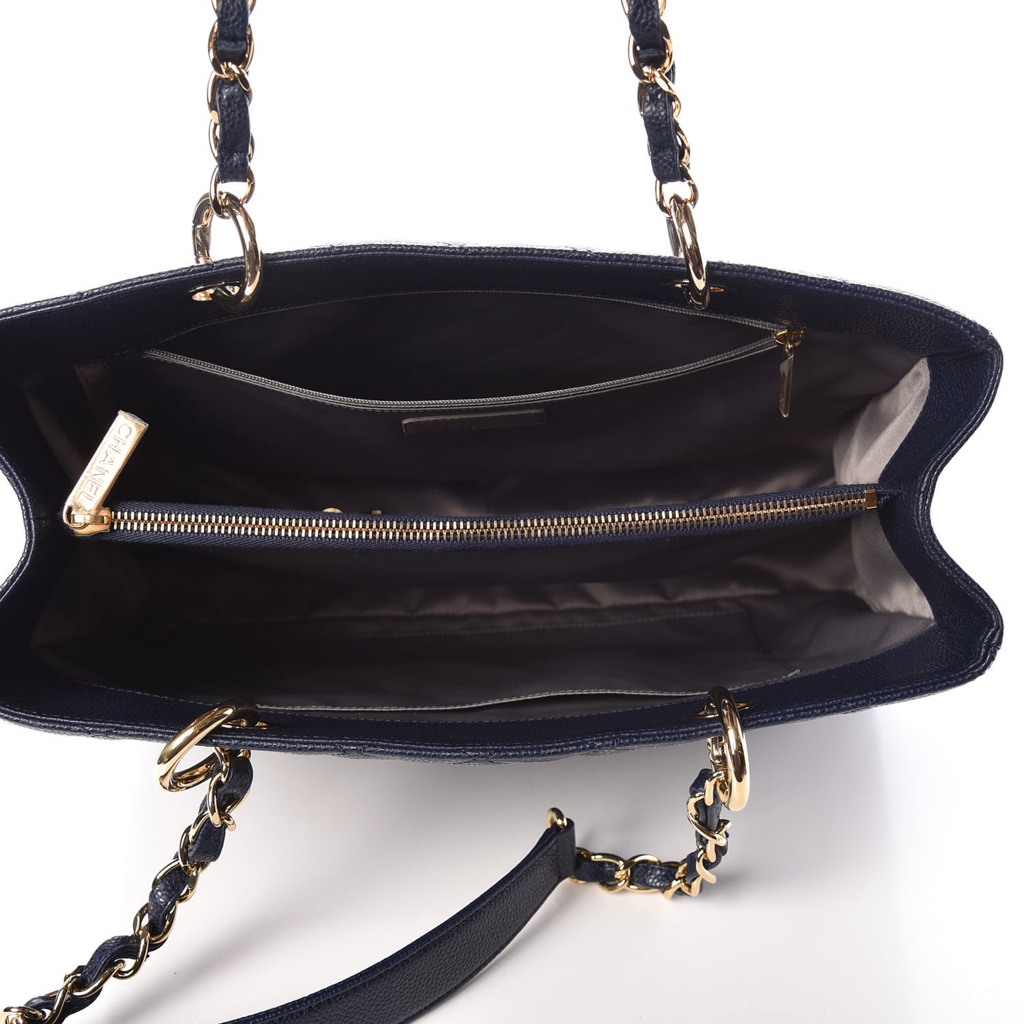Caviar Quilted Grand Shopping Tote GST Dark Navy Blue