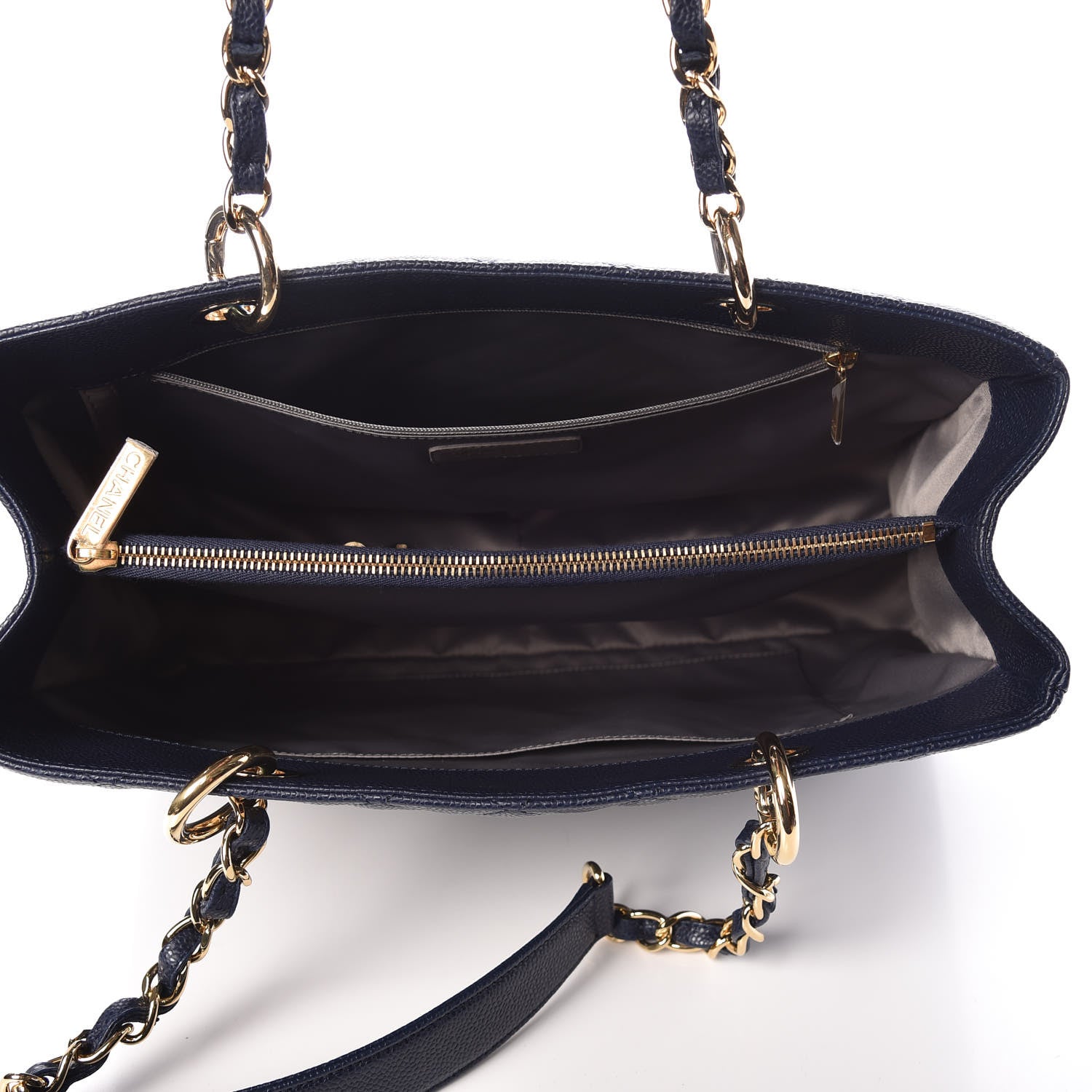 Chanel Caviar Quilted Grand Shopping Tote GST Dark Navy Blue 5 of 10