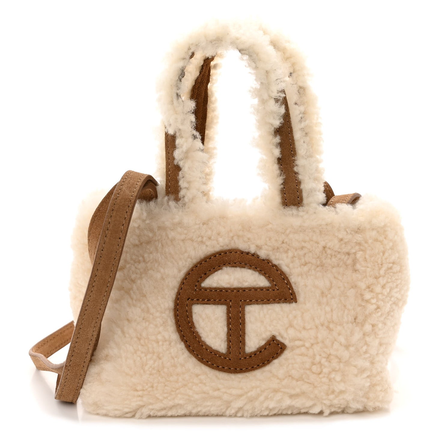 X UGG Suede shearling Small Shopping Bag Natural