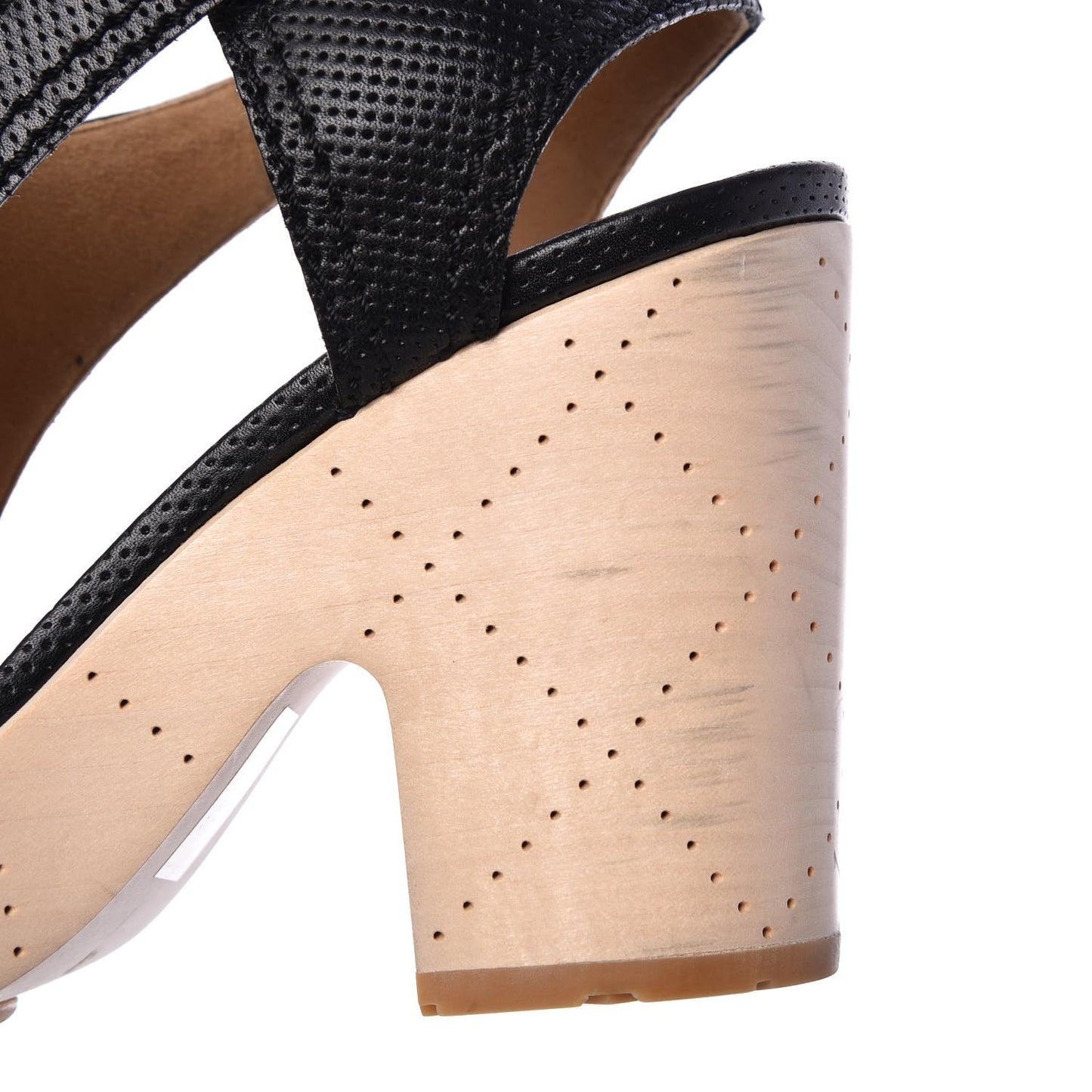 Lambskin Perforated Wood CC Clogs 38 Black