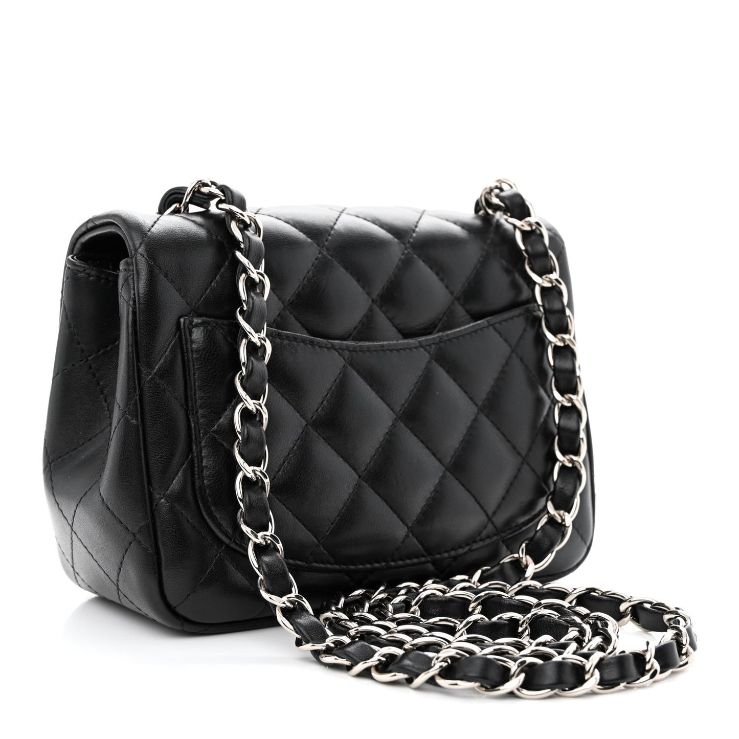 Lambskin Quilted Mini Square Flap Black