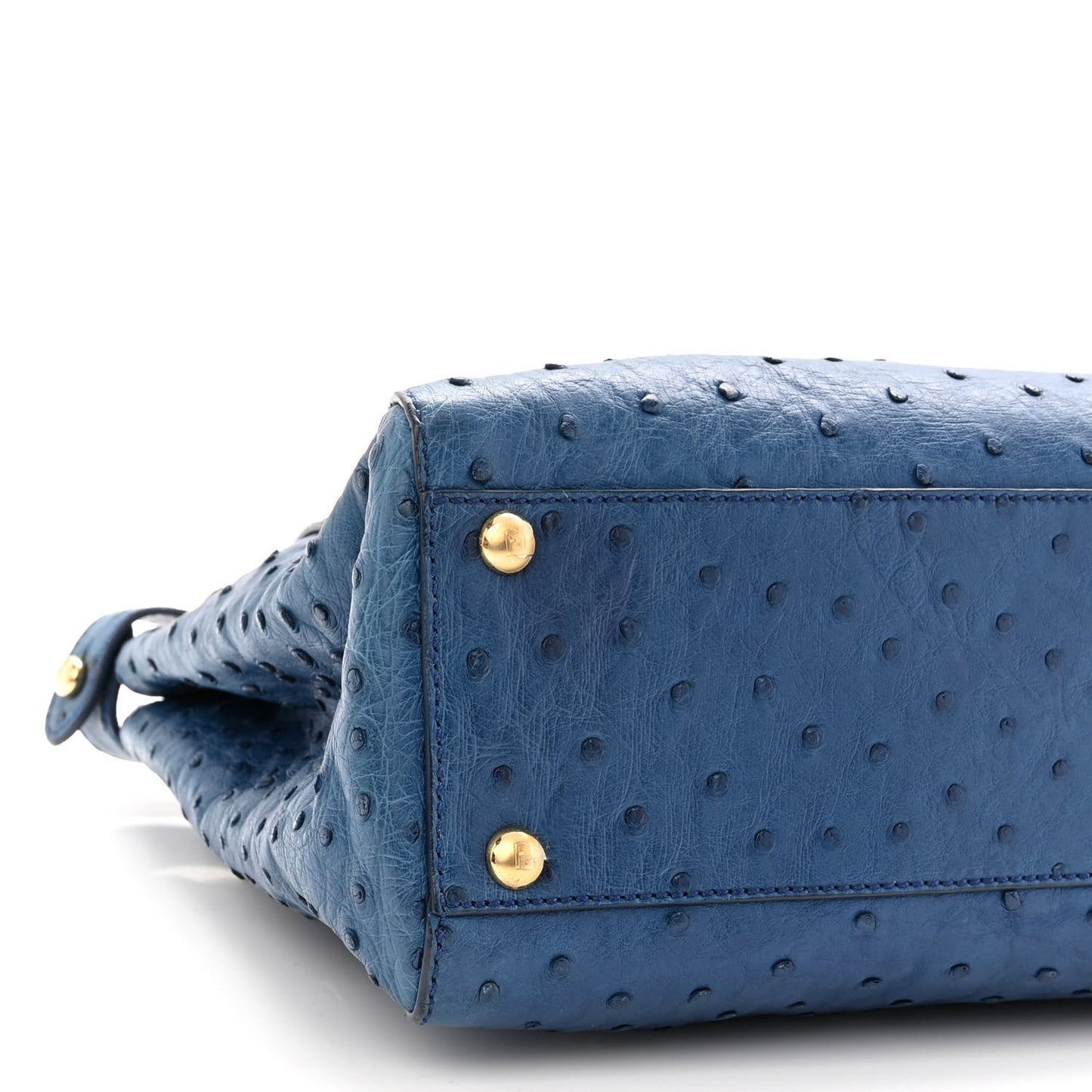 Ostrich Shiny Nappa Medium Peekaboo Iconic Satchel Blue