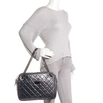 Chanel Metallic Aged Calfskin Quilted Large Reissue Camera Case Silver 2 of 7