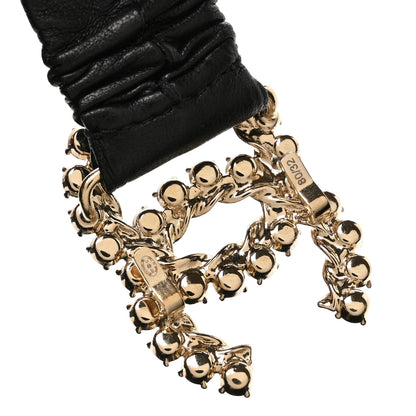 Chanel Calfskin Strass Ruched Rope CC Belt 80 32 Black 3 of 4