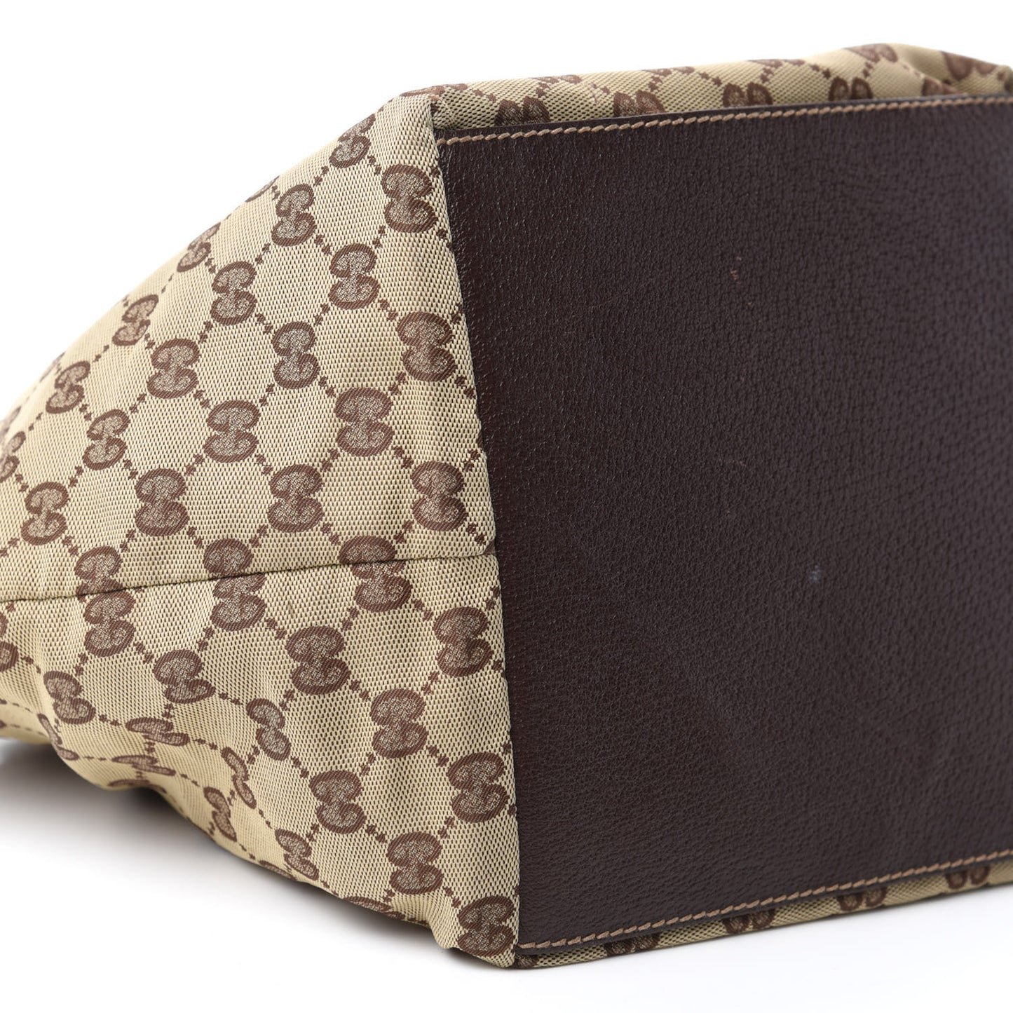 GG Monogram Small Web Handle Bucket Tote Dark Brown