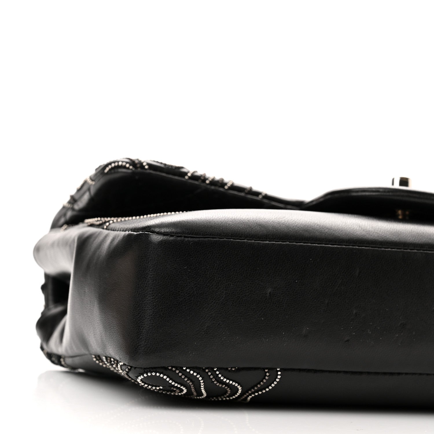 Chanel Lambskin Embroidered Camellia Follies Flap Black 9 of 12