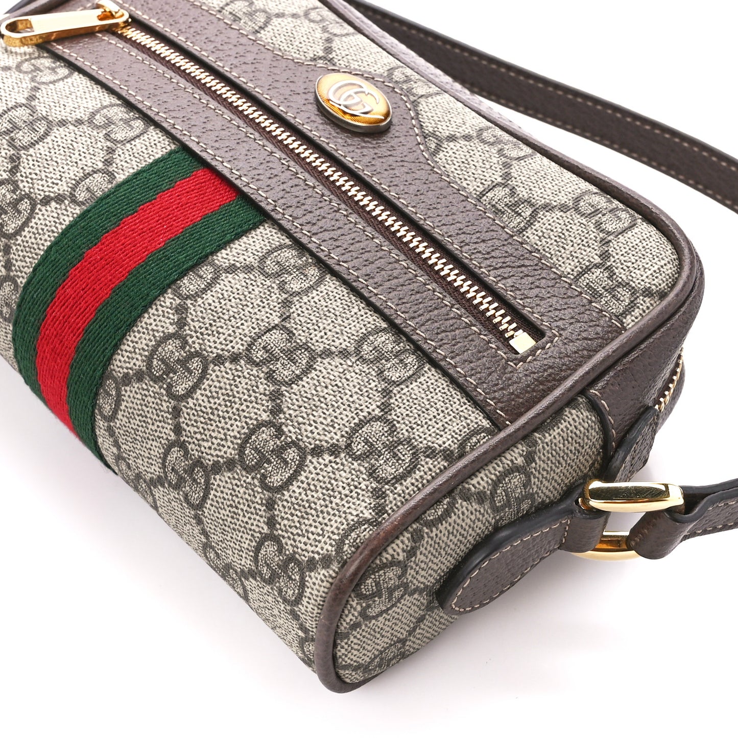 GG Supreme Monogram Web Mini Ophidia Shoulder Bag Brown